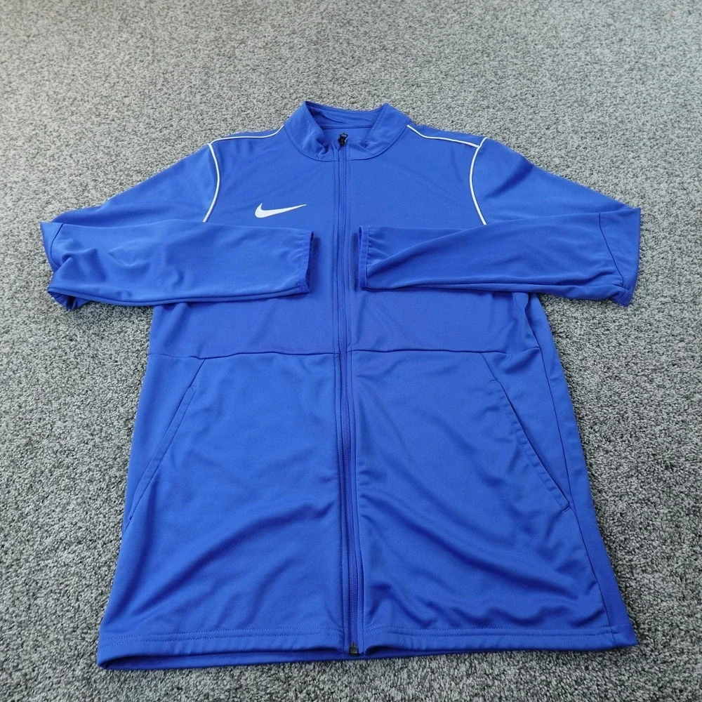 Nike Jacket Mens L Blue Dri FIT Full Zip Dry Park Track Soccer Training Coat Top